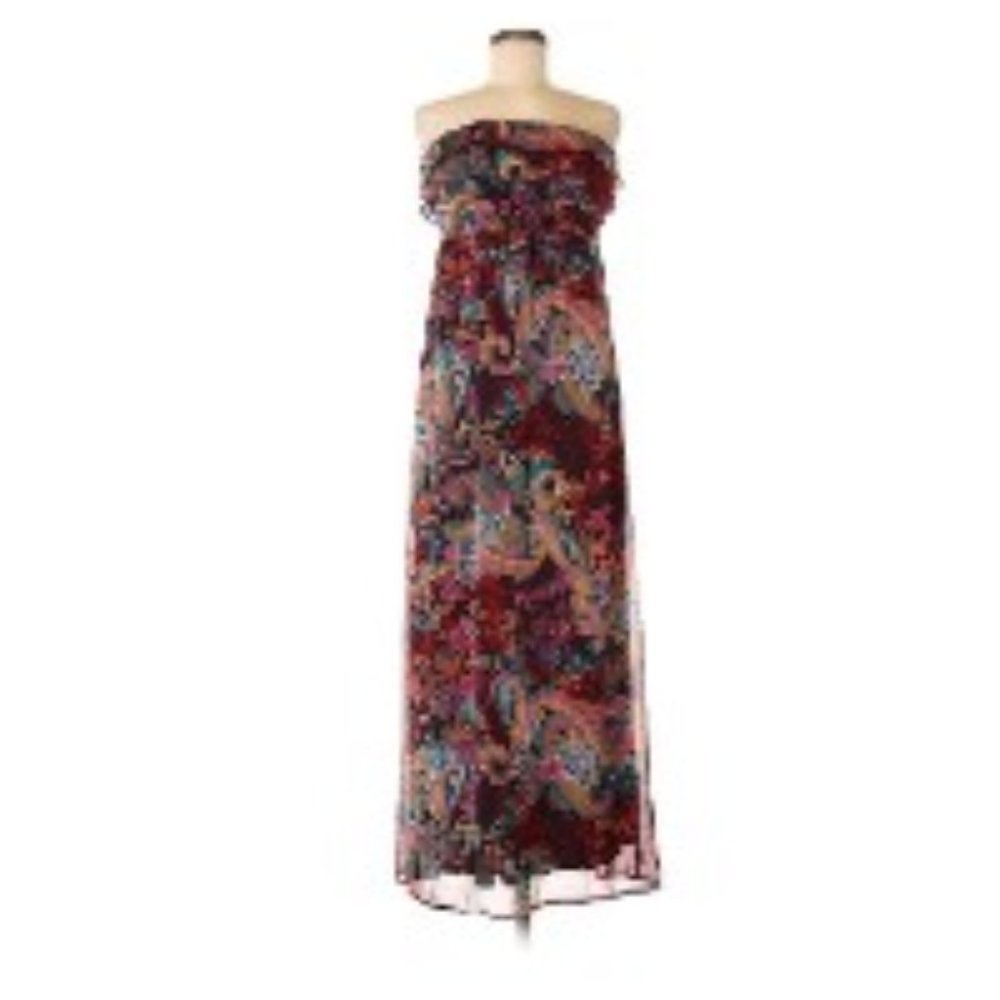 Xhilaration S Strapless Boho Maxi Dress In Burgandy Paisley - Image 3